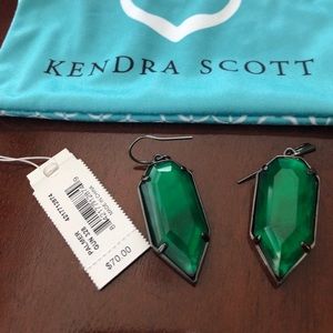 *NEW* Kendra Scott Palmer Emerald Glass w/Gunmetal